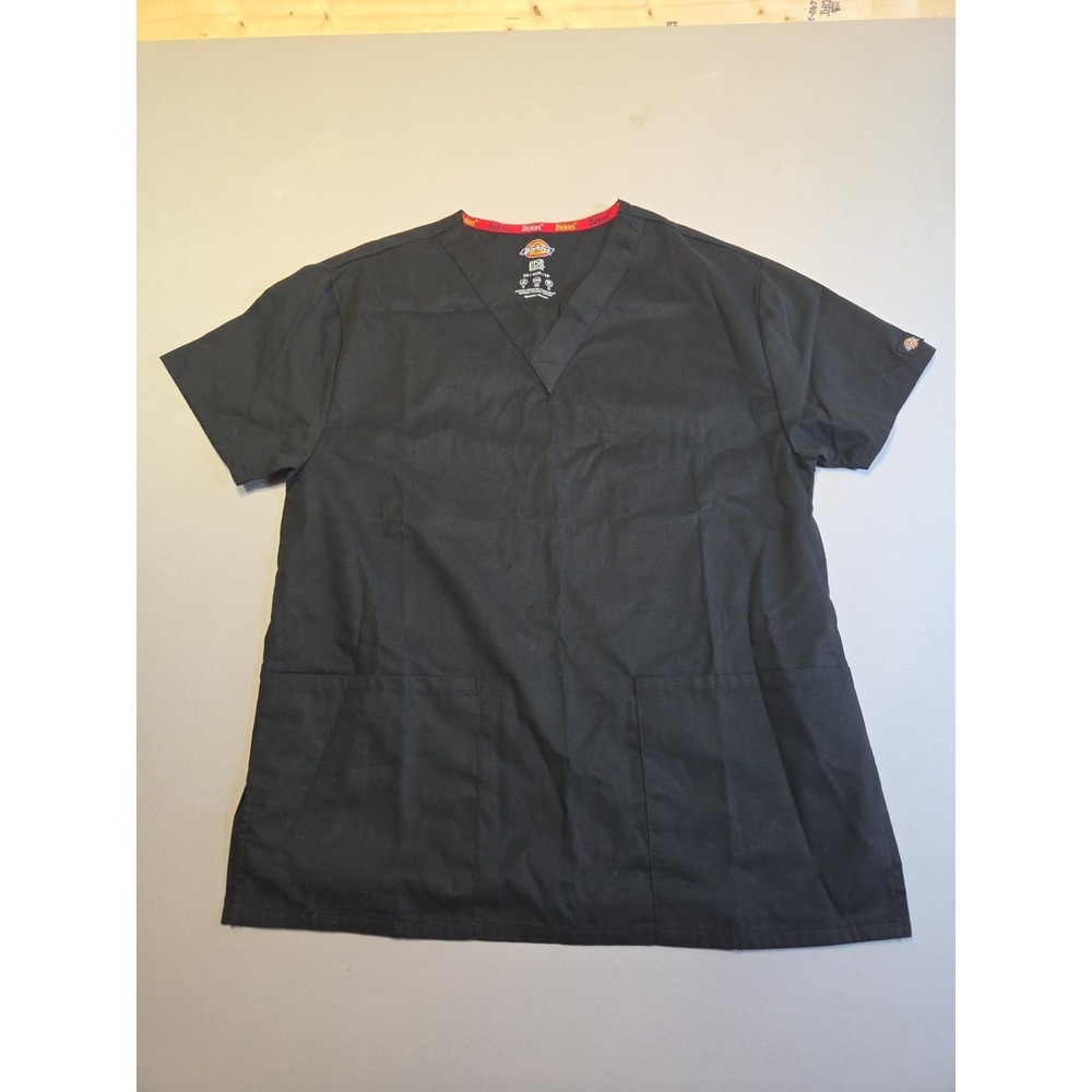 Dickies EDS Signature Scrub Top‎ XS Black V Neck Medical Uniform 86706 Pockets
